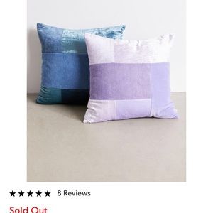 Beautiful blue velvet patched remnant throw pillow